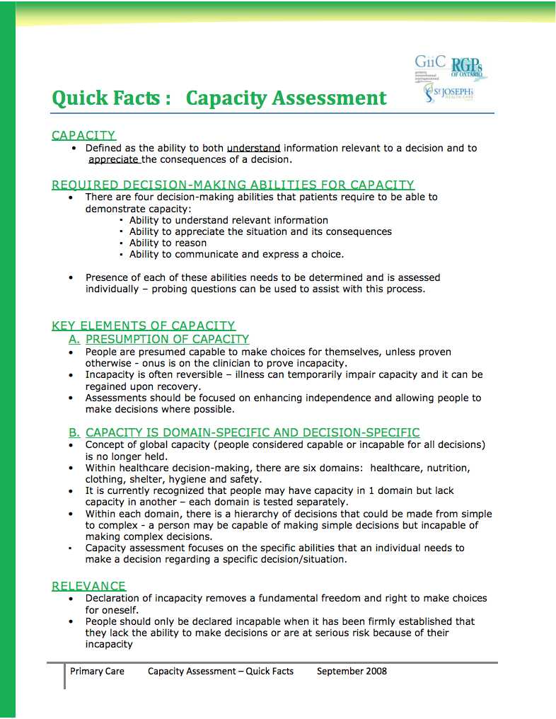 What Is A Capacity Assessment